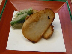 油物：海老芋と獅子唐の天ぷら